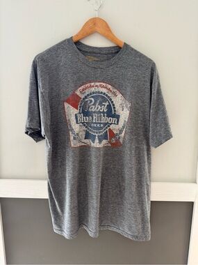 Source Unknown Gray Pabst Blue Ribbon Graphic Tee